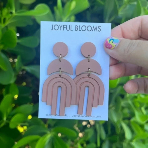 🎈4 LISTINGS FOR $20 Rainbow earrings | drop earnings | geometric earrings - Picture 1 of 7